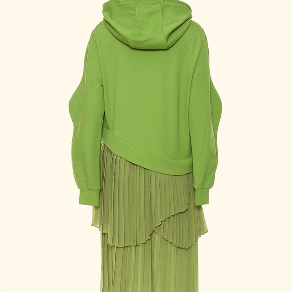 Hooded Sweatshirt Asymmetrical pleated dress